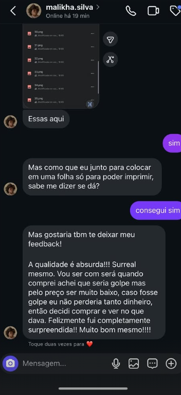 Depoimento de cliente no WhatsApp
