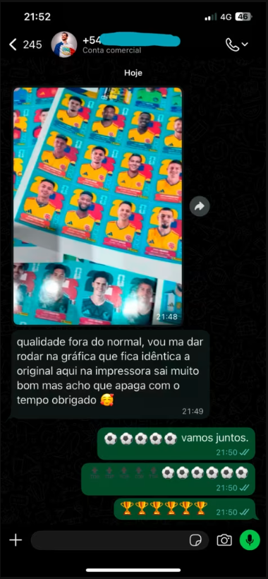 Depoimento de cliente no WhatsApp